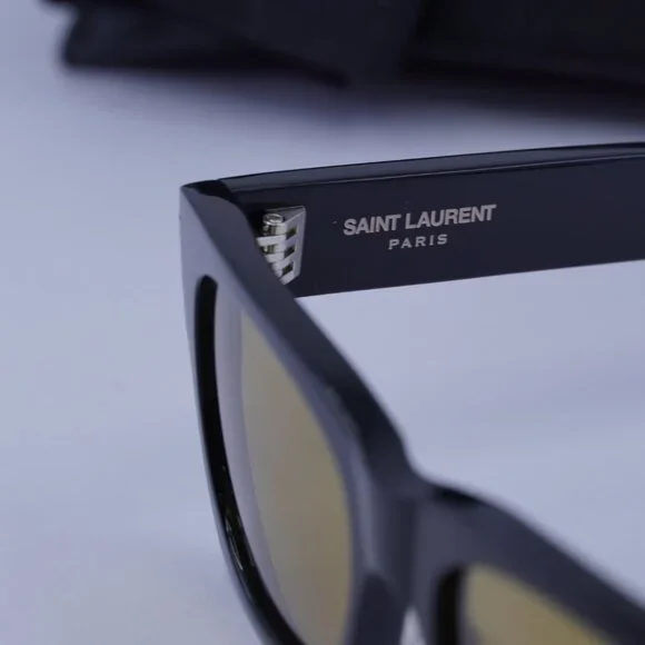 Saint Laurent SL402 010 Square Sunglasses - Black/Yellow display picture 1